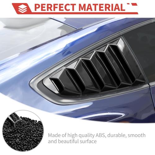 Black Quarter Side Window Louvers Sun Shade fit for Ford Mustang 2015  Window Louvers Scoop Vent Panel Exterior Accessories