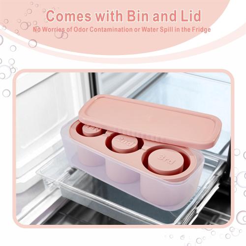 2pc Tumbler Ice Tray for Stanley/Yeti/Simple Modern etc. 30-40oz Tumblers, Silicone Ice Cube Tray for Tumblers with Bin and Lid, Pink