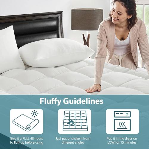 78in X 80in Mattress Topper for Back Pain - Extra Thick Cooling Mattress Pad Cover for Bed - Soft Mattress Protector Pillow Top with 8-21 Inch Deep Pocket 3D Snow Down Alternative Fill
