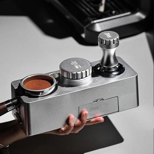 Espresso Tamping Station, Campact Tamper Station Coffee Tamper Stand, Coffee Organizer Box for 51/53/54/58 Tamper, Portafilter, WDT Tool, Distributor, Espresso Accessories, Plastic (Rectangular)