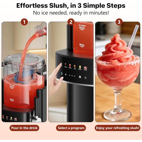 Slushie Machine for Home, Ice Cream Maker, 40OZ Capacity, Black | Slushy Margarita Frozen Drink Soft Serve Ice Cream Machine, 6 Preset, No Ice Needed, Fast Freeze, Temp Control, Easy to Clean