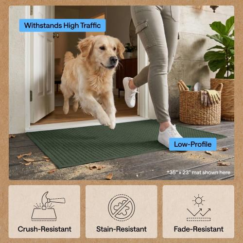 GORILLA GRIP® Ultra Absorbent Front Door Mat Outside Entrance, Traps Dirt and Moisture, HydroABSORB Indoor Outdoor Doormat Holds Up to 1.7 Cups Water, Stain and Fade Resistant Welcome Mat, 29x17 Green
