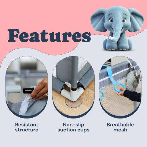 Todale 50”×50” Baby Playpen - Safe Infant & Toddler Gate for Crib - Portable Floor Yard with Anti-Slip Base and Breathable Mesh in Gray - Playpen for Babies and Toddlers, Gray
