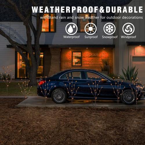 EAMBRITE 6PK Lighted Branches Brown Twig Stake with 120LED Warm White Lights, 30 Pathway Light for Outdoor and Indoor Use(Vase Excluded)