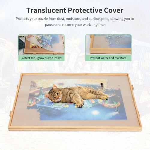 1500 Pieces Rotating Puzzle Board with 4 Drawers,34.25x25.2 Portable Wooden Jigsaw Puzzle Table with Lazy Susan Spinning Cover for Adults