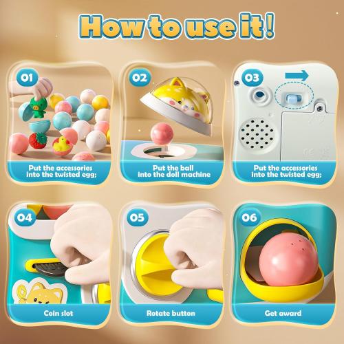 Skirfy Vending Machine Kids Toys 10 Empty Eggs Mini Vending Machine Erasers Operated Gumball Prize Machine Maker Game Claws Machine Christmas Game Sensory Toys Dolls Gifts（Blue）