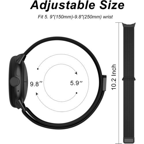 Amzpas Metal Band Compatible with Google Pixel Watch Bands for Women Men, Stainless Steel Mesh Loop Adjustable Wristband Replacement Strap for Google Pixel Watch 1/2 / 3 41mm Band