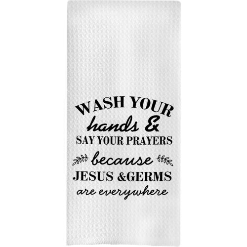Funny Towels 16x24 - Wash Hands, Say Prayer, Decorative for Bathroom