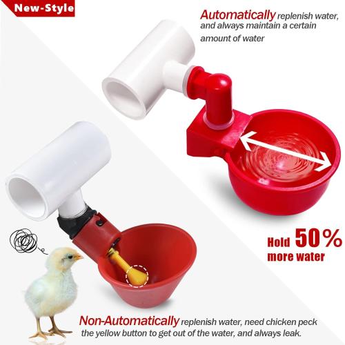 Automatic Chicken Watering System with PVC Pipe (Real Complete Set Pipeline) - 1/2 PVC Tee Fittings & Pipe & Garden Hose Connect to Water Tank, Automatic Poultry Waterer Feeder Kit