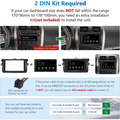 Eonon 7'' Double Din Car Stereo Wireless CarPlay & Wireless Android Auto Car Audio Receivers with AHD Backup Camera, Built in DSP, Bluetooth, MirrorLink, SWC, FM/AM, Fast Charge - X3