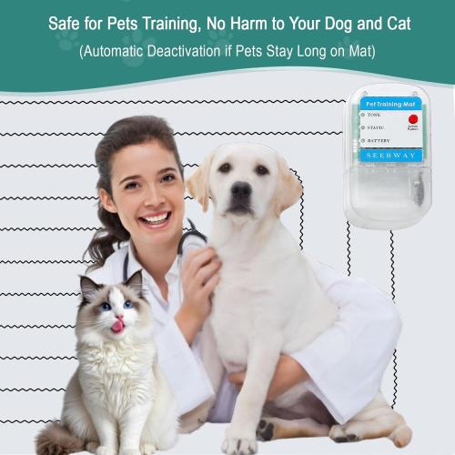 Clear SEERWAY Scat Pet Shock Mat Indoor, Shock Training Pads for Dogs and Cats, Electric Repellent Mat Keeps Pets Off Plant, Trash Can and Christmas Tree, 3 Training Modes, 50x12 Curved, Battery Operated
