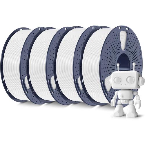 3pk SUNLU 4KG High Speed PLA Meta Filament Bundle, PLA 3D Printer Filament 1.75mm 0.02mm, Tougher Neatly Wound 3D Filament, Individually Vacuum Packed, 4kg Total, 1kg per Spool, White