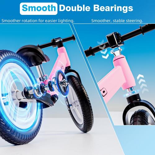 Ridego 12 or 14 Inch Balance Bike for Kids 2-6 Year Old,Lightweight Kids Bike with Adjustable Seat, Push Bicycle with Air Rubber Tires，Ride-on Toys Birthday Gift