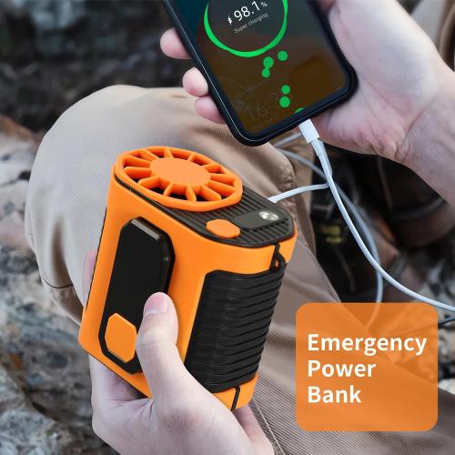 2026 AI Portable Fan Rechargeable, 10 Speeds 6600RPM Strong Airflow, Hands-Free Hanging Neck Fan,Strong lighting, temporary power bank, Wearable Belt Fan for Camping, Outdoor, Jobsite