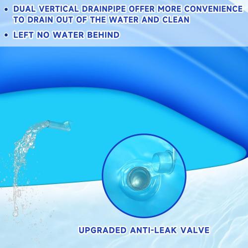 Nattork Inflatable Swimming Pool for Kids and Adults- 118 x 68 x 22 Family Full-Sized Blow Up Pools for kids -Thickened Durable Above Ground Swimming Pool Backyard Lawn, Indoor Outdoor Summer Party