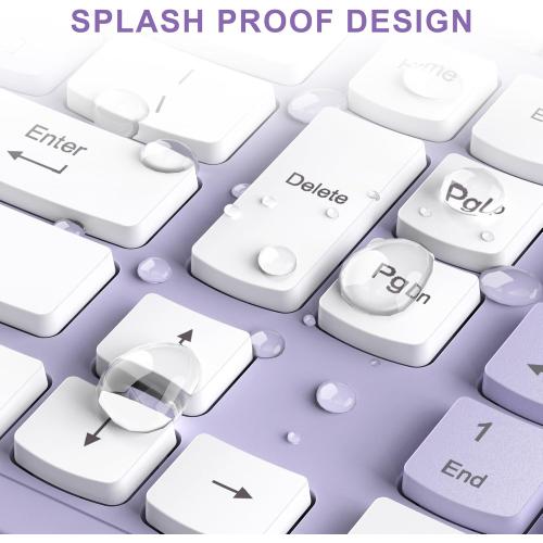 Wireless Keyboard and Mouse Combo, Full-Sized Wireless Keyboard and Adjustable DPI Mouse, 2.4GHz USB Receiver, Silent Keyboard and Mouse for PC, Windows, MAC, Desktop, Laptop(Purple)
