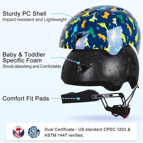Toddler Helmet, Baby Infant Kids Bike Helmet for Kids Age 1-3/2-4/3-5/5-8 Adjustable Toddler Bike Helmets for Boys Girls for Scooter Skateboard Cycling
