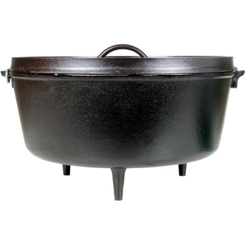 Lodge 10 Quart Pre-Seasoned Cast Iron Camp Dutch Oven with Lid - Dual Handles - Use in the Oven, on the Stove, on the Grill or over the Campfire - Black