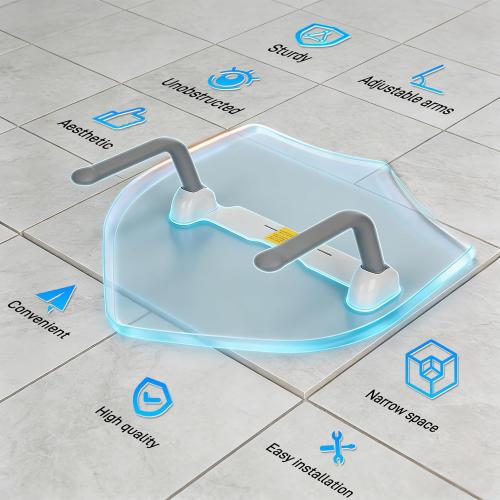 Toilet Safety Rails for Seniors, Adjustable Armrest, Space Saving, Stylish and Durable, Anti Slip and Anti Fall, Suitable for Elderly, Disabled, Pregnant Women with Armrest Toilet Safety Rail