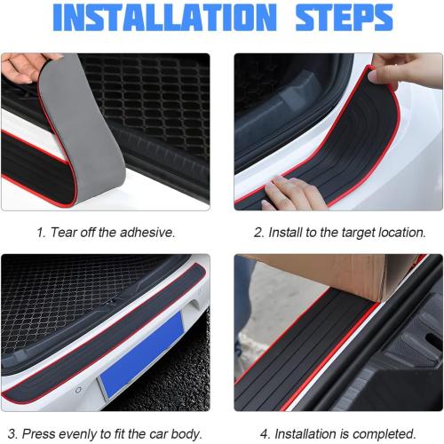 Car Rear Bumper Protector Guard - Anti-Scratch, Non-Slip, 40.9in Black Rubber Accessory
