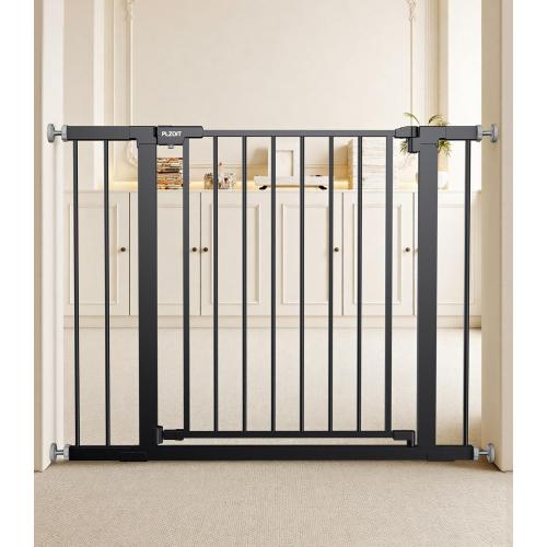 29.5-40.5 Baby Gate for Stairs, Dog Gate for Doorways, Walk Thru Auto Close Metal Baby Safety Gate for The House, Stairs and Doorways, Child Gate Pressure Mounted, Pet Gate for Dog Indoor - Black