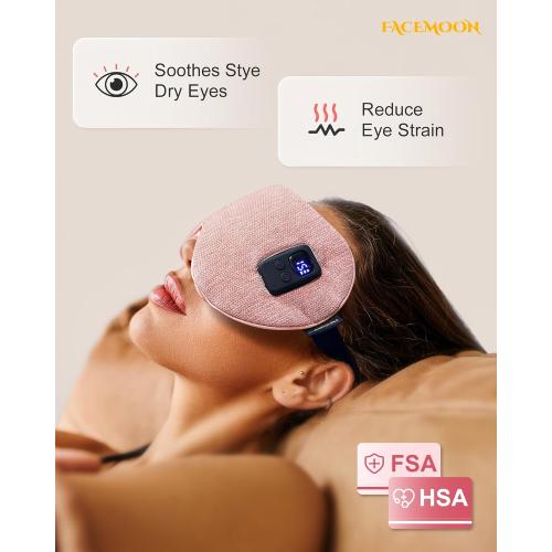 Heated Eye Mask for Dry Eyes: Warm Compress for Digital Tired Eyes, Stye Relief - Cordless, Adjustable Heat & Timer Settings - Airplane/Road Travel, Sleep aid, Office nap Pink