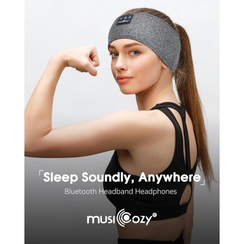 MUSICOZY Sleep Headphones Bluetooth Headband, 14 Hours Playtime, Sports Sweat Resistant with Hi-Fi Stereo for Workout Running