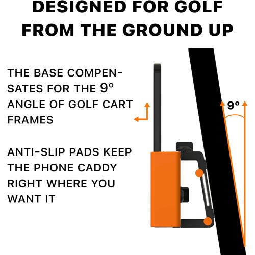 Phone Caddy – Adjustable Golf Cart Phone Holder with Secure Strap for Hands-Free GPS & Golf Apps – Universal Fit - Black