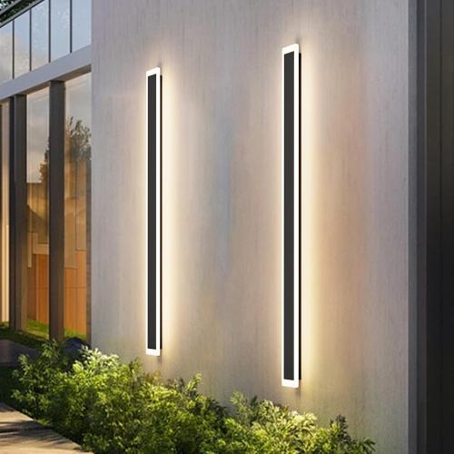Aipsun Outdoor Lights 2 Pack,Modern Outdoor Wall Light Fixture Long Strip LED Wall Sconce IP65 Anti Rust Warm Light 3000K Exterior Wall Mount Lights for Entrance, Hallway, Garage, Porch