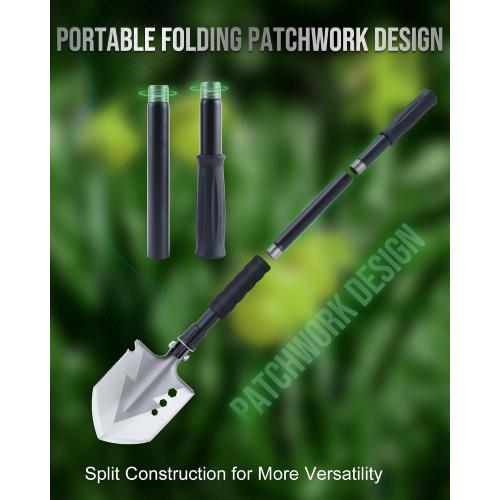 Folding Survival Shovel, Camping Shovel for Off Road, Gardening, Beach, Digging Dirt, Sand, Mud and Snow, Emergency and Outdoor, 29 inch