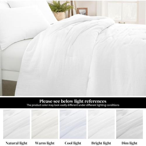 HOMBYS 100% Cotton Muslin Comforter Oversized King 120x120, Lightweight and Breathable Down Alternative Comforter,Soft Gauze Summer Pure White Reversible Fluffy Duvet Insert