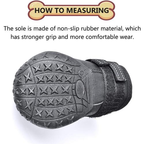 XSY&G Dog Boots,Waterproof Dog Shoes,Dog Booties with Reflective Rugged Anti-Slip Sole and Skid-Proof,Outdoor Dog Shoes for Medium to Large Dogs 4Pcs-Size4