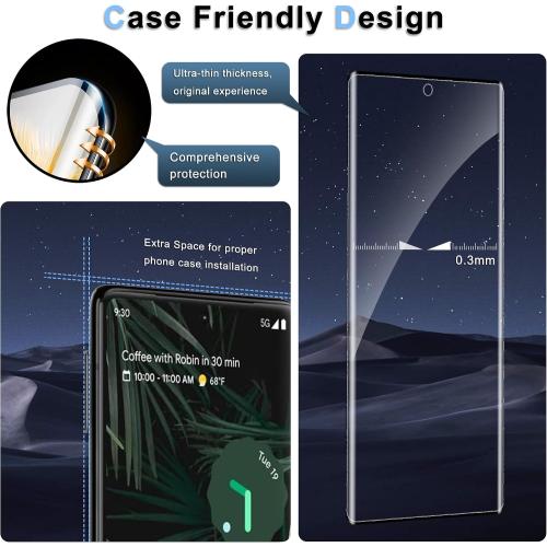 3 Pack for Google Pixel 6 Pro Screen Protector, 9H Tempered Glass Full Coverage, Case Friendly, HD Clear, Anti-Scratch, Fingerprint Compatible, Bubble-Free for Pixel 6 Pro 5G 6.7”