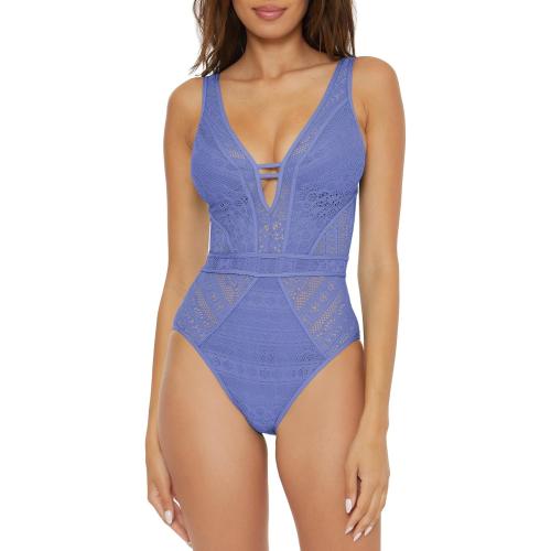 Size M.. .Color Play One Piece Swimsuit, Plunge Neck, Crochet, Bathing Suits for Women