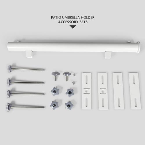 NO UMBRELLA 304 Stainless Steel Patio Umbrella Holder, Heavy-Duty Umbrella Deck Mount, for Outdoor Umbrella Holder for Deck Railing,Post Deck Umbrella Mount (Post, White)