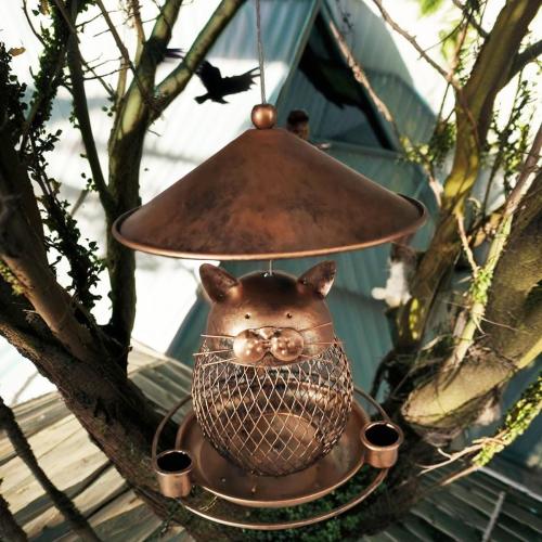Outdoor Cat-Shaped Squirrel-Proof Metal Bird Feeder - Hanging Decoration for Garden & Yard - Wild Bird Feeding Station