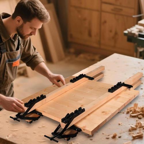 GADFISH Panel Clamps Woodworking, Panel Clamp, 2 Pack of 4 Way Pressure Clamps, Compatible with Two Mounting Methods, Suitable for Bonding Tabletops, Shelves, and Laminate Surfaces(2pc)