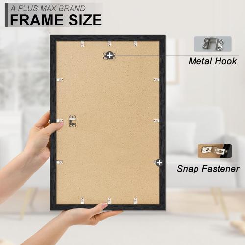 Picture Frame, Black Engineered Wood Frame Picture Poster Photo, Light Weight with Wood-grain for Wall -