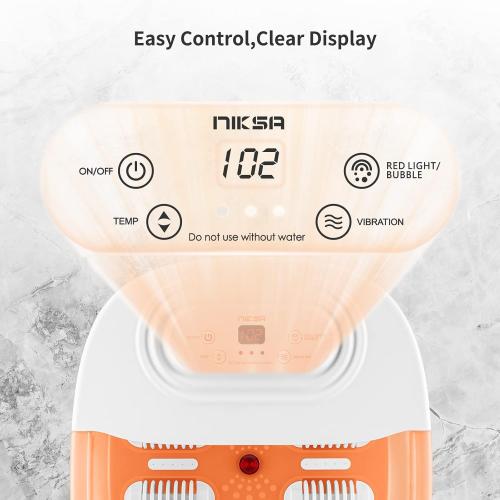 Foot Spa Bath Massager with Heat, Bubbles, Vibration and Red Light, 4 Massage Roller Pedicure Foot Spa Tub for Feet Stress Relief, Foot Soaker with Mini Acupressure Massage Points Temperature Control