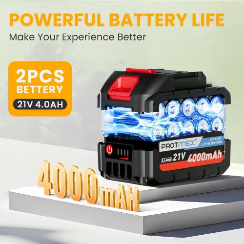 Cordless Tiller Cultivator, 21V 450RPM Electric Tiller with Battery Level Display, 2 * 4.0Ah Batteries & Charger, Tiller for Gardening, Lawn, Soil (Cultivation Width 10/ Depth 9)