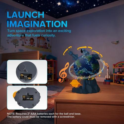 Magnetic Musical Rotating Ball,Space Toys for Kids 3 4 5 6 7 8 9 10 Year Old Boys Girls Sensory Toys for Toddlers Birthday Gifts Educational STEM Toy Playset with Astronauts Rocket Spacecraft Planet