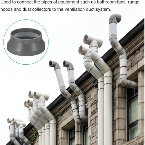 PATIKIL 8 to 6 Duct Reducer Connector, 2pcs Heating Cooling Ventilation Fire-Resistant Increaser Adapter Pipe Fitting for Vent System, Grey 200x160 mm ID