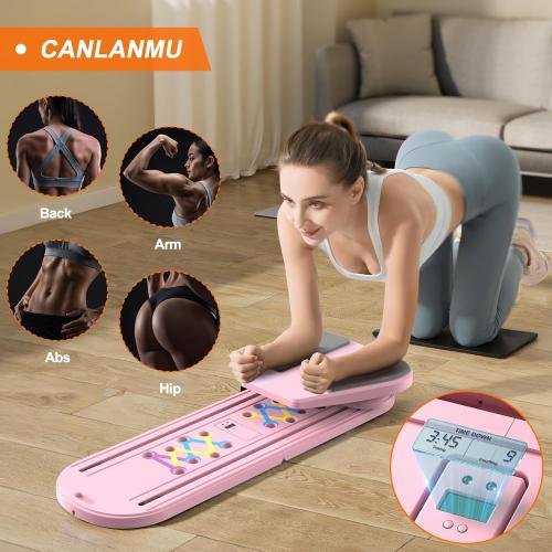 Color Pink Pilates Board,Multifunctional Rebound Abdominal Board,Foldable Pilates Reformer Set, Ab Core Trainer Machine,Ab Exercise Board,Abs Workout Equipment for Women Home Gym Equipment