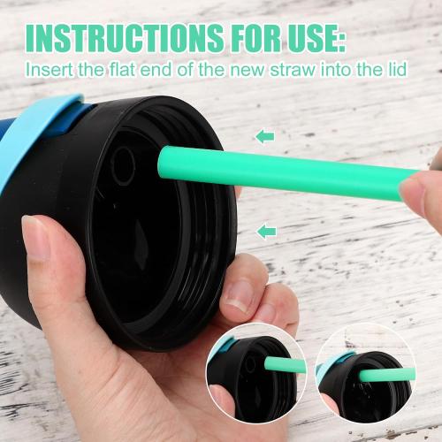 6pcs Straw Replacements for Owala FreeSip Kids 16 oz, Plastic Straws Reusable with Cleaning Brush Tumbler Cup Accessories Parts Compatible with Owala Water Bottle