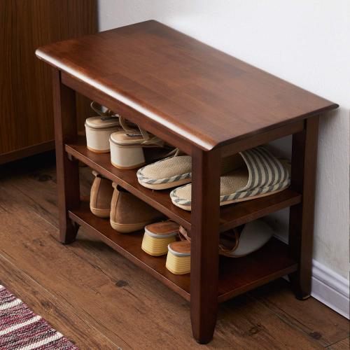 XKZG Storage Bench Wooden Shoe Rack Bench Rustic Solid Wood Entryway Bench (Brown,23.6)