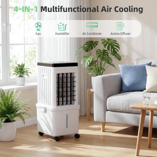 Evaporative Air Cooler, Portable Swamp Cooler for Home with 4 Wind Modes | 3.5-Gallon Water Tank, 3 Speeds, 120° Swing & 45 dB Low Noise Cooling with 4 Ice Packs for Bedroom, Office & Indoor Use