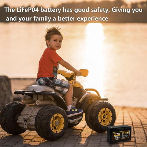 NERMAK 12V 10Ah Lithium LiFePO4 Deep Cycle Battery, 2000  Cycles Rechargeable Battery for Solar/Wind Power, Lighting, Power Wheels, Ride-on Toy, Fish Finder and More, Built-in 10A BMS