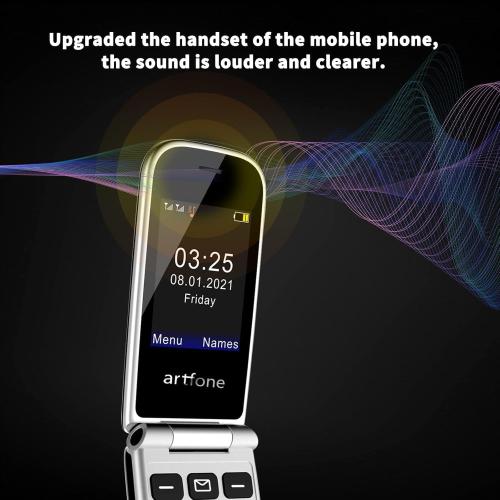 artfone G6 4G Flip Phone for Seniors⼁2.4 Dual-LCD⼁Big Button Cell Phone with SOS⼁Time Report⼁Speed Dial⼁Large Fonts⼁ 1300mAh Battery⼁USB-C Charging Dock– Grey