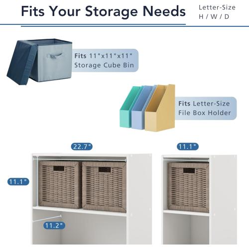 Homes: Inside   Out Apexa 4-Cube Storage Organizer Shelves, Stackable Wood Bookcase Fits Cubby Bins for Organization, Dorm Teen Room Decor & Home Office, White