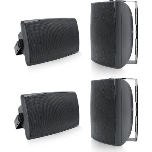 Herdio 6.5 Inch 800W Outdoor Bluetooth Speakers Wired Waterproof with Multifunctional Amplifier, Wall Mount Speaker for Patio Home Poolside Deck Backyard(2 Pairs,Black)